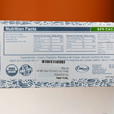 Тёмный шоколад 85% какао, Taino, 50 гр
