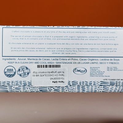 Тёмный шоколад 60% какао с имбирем и корицей, Taino, 50 гр.